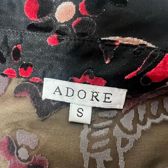 ADORE Crushed Velvet Burnout Paisley Tunic Top Size S Boho Artsy Sheer Lagenlook - Picture 10 of 13